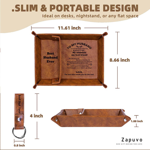 Best Husband Ever Gifts PU Leather Tray, Unique Valentine's Day Anniversary Birthday Gifts from Wife, Men Gift Ideas for Him